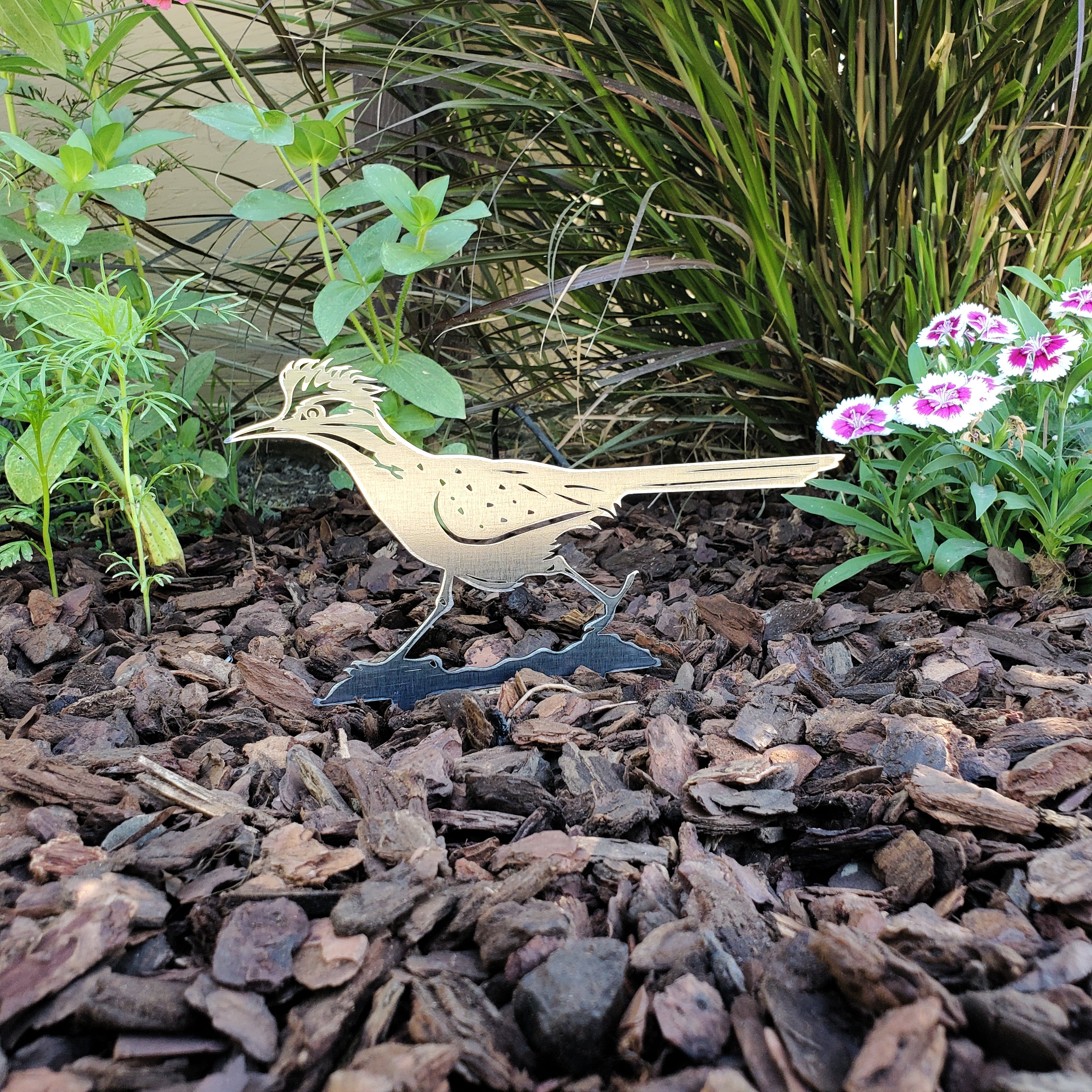 Discount Solid metal roadrunner plant/garden stake