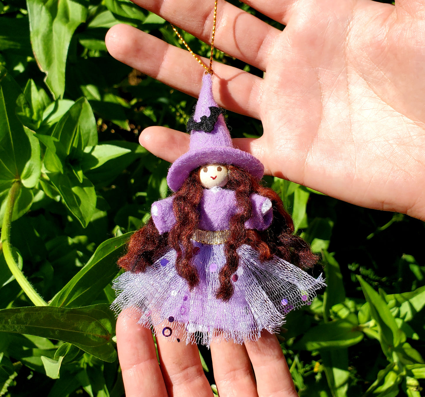 Lavender Witch Ornament for Halloween Tree