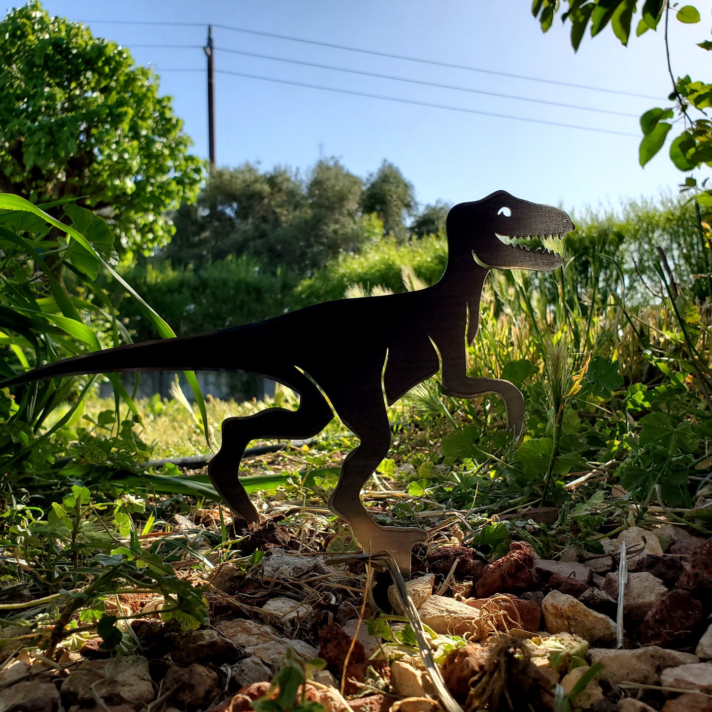 Metal Raptor Dinosaur Yard Stake