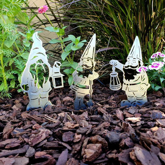 Metal Garden Gnome Yard Stakes