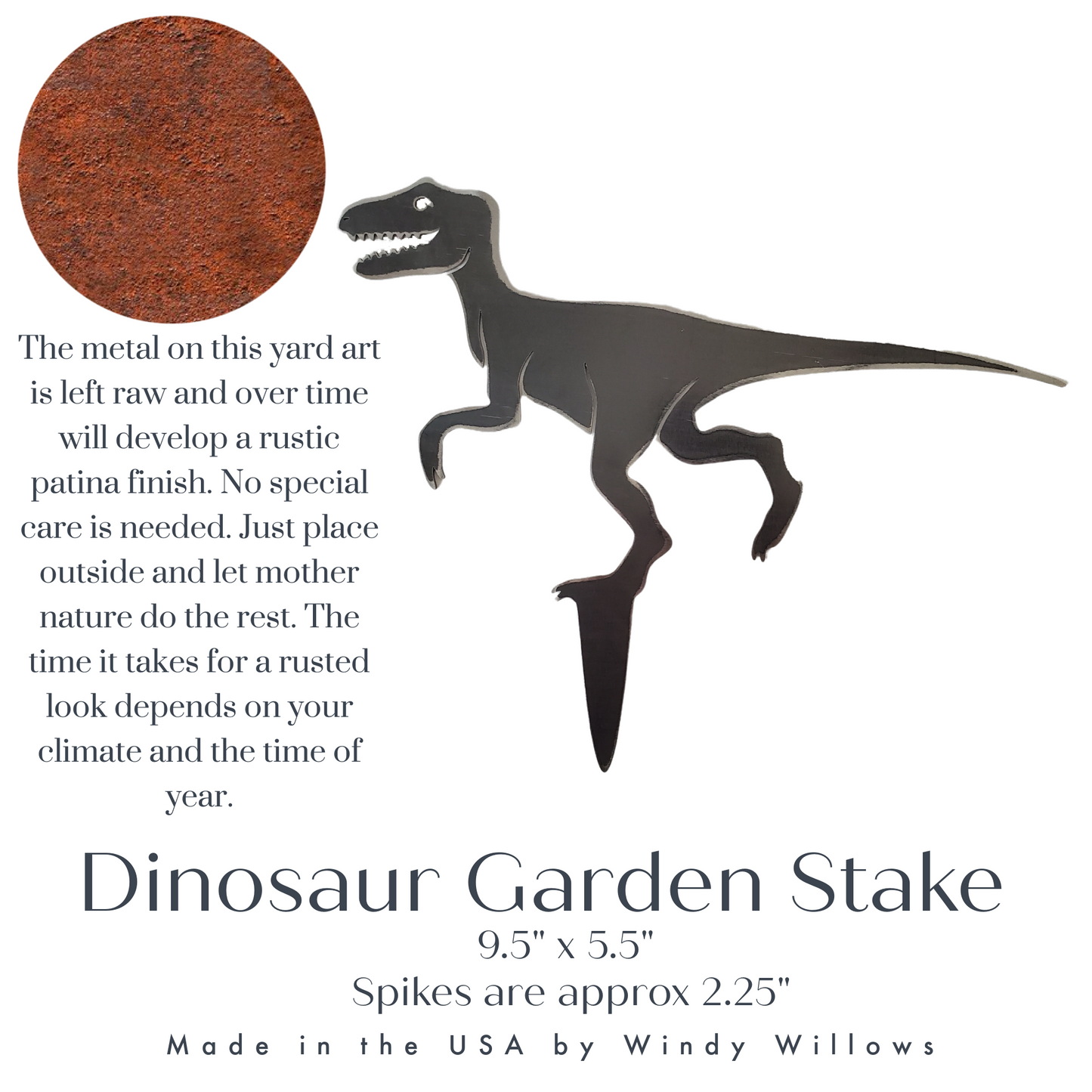 Metal Raptor Dinosaur Yard Stake