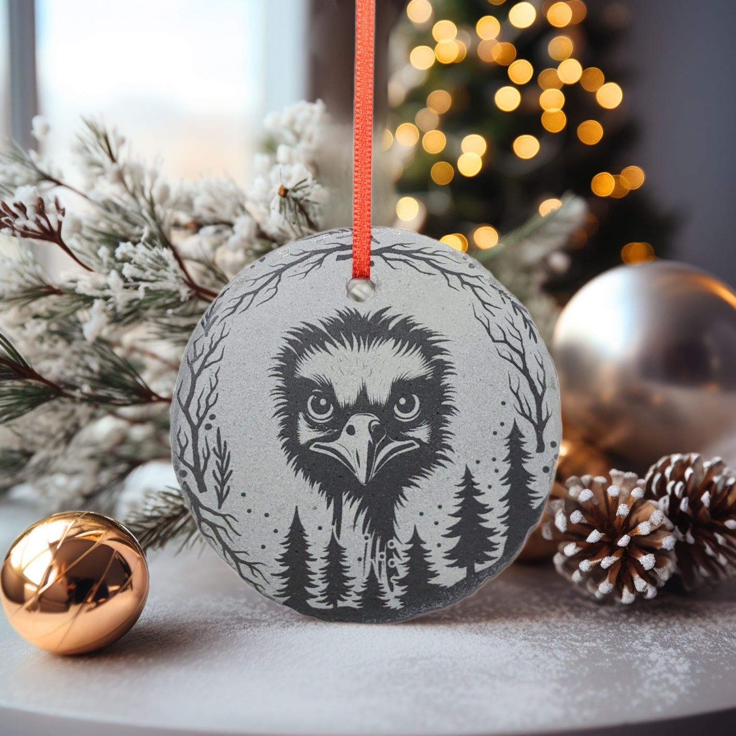 Emu Ornament | 3" Ostrich Ornament | Personalized Rustic Christmas Slate Animal Ornament  | Custom Emu Decoration Farm Animal