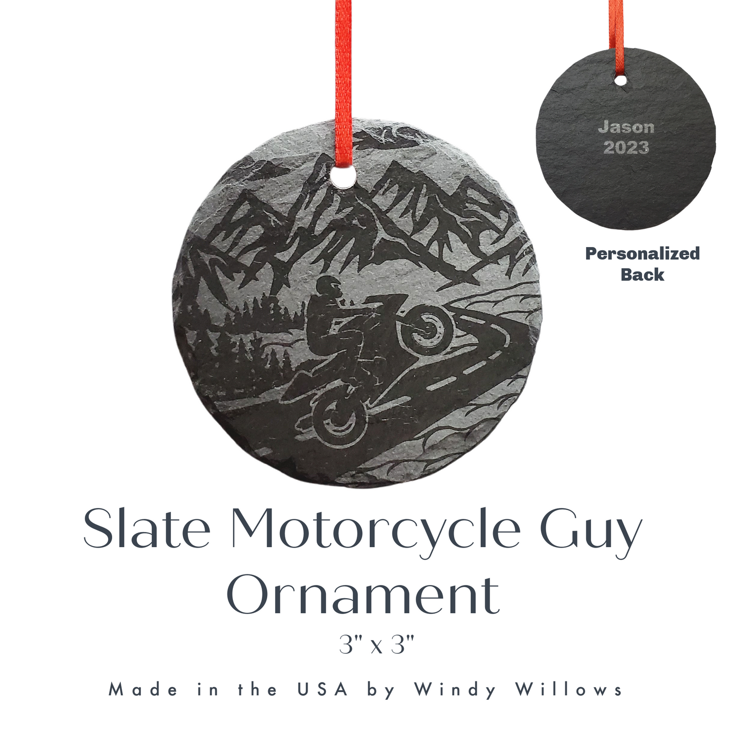 Personalized Street Bike Motorcycle Christmas Ornament | 3" Race Bike Ornament | Custom Gift Biker  Motorcycle Lover