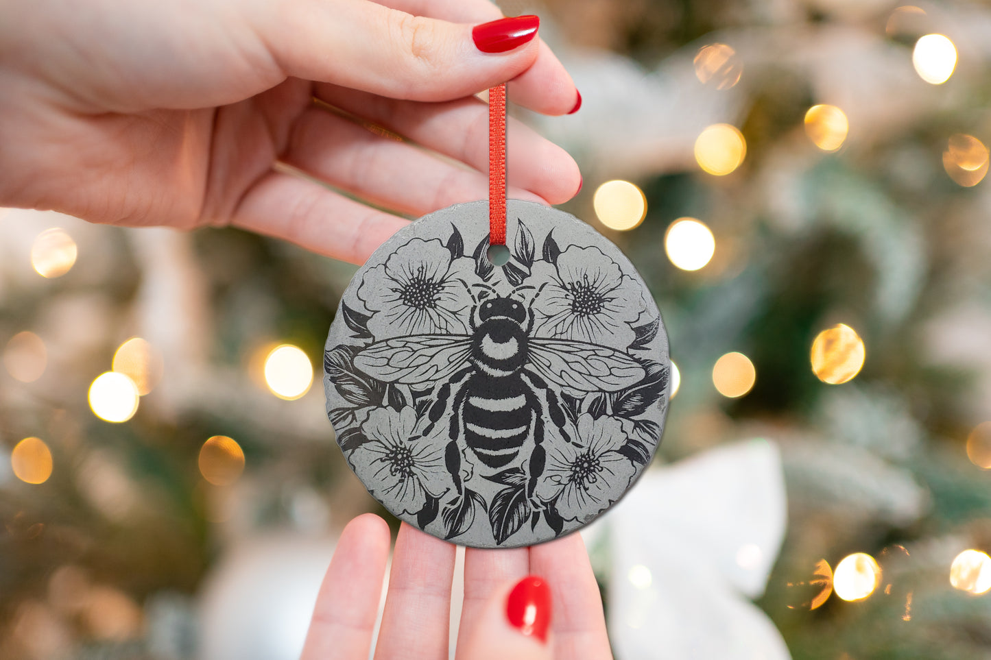 Honey Bee Ornament | 3" Beekeeper Ornament | Personalized Apiary Christmas Slate Gift Custom Honeybee Ornament | Apiarists Bee Farmer