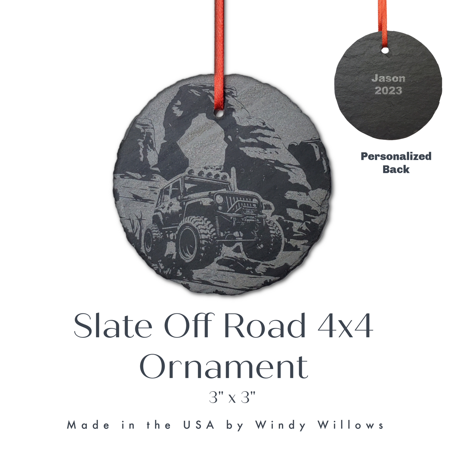 Offroad 4x4 Christmas Ornament | 3" Slate Moab Trail Adventure Ornaments