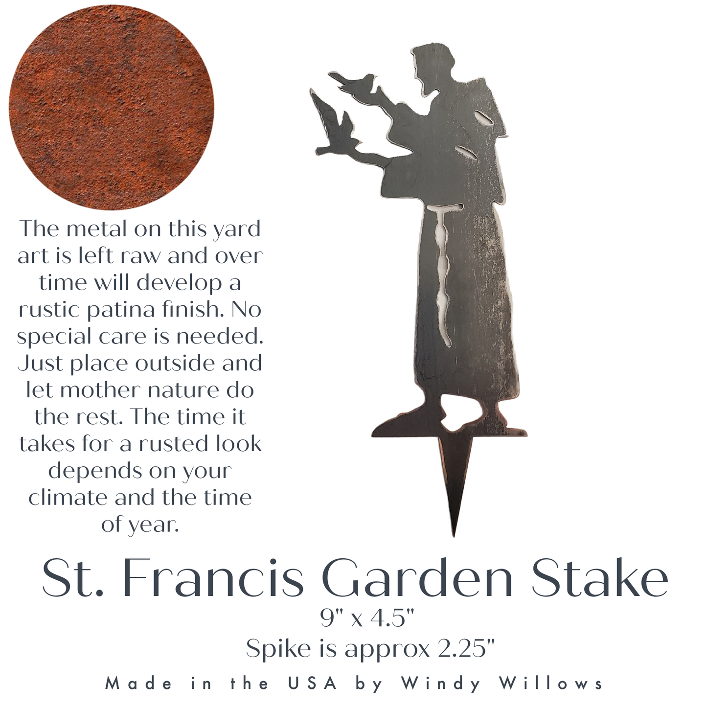 Metal Saint Francis Yard Stake