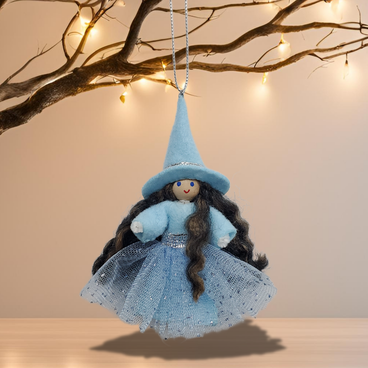 Blue Witch Ornament for Halloween Tree