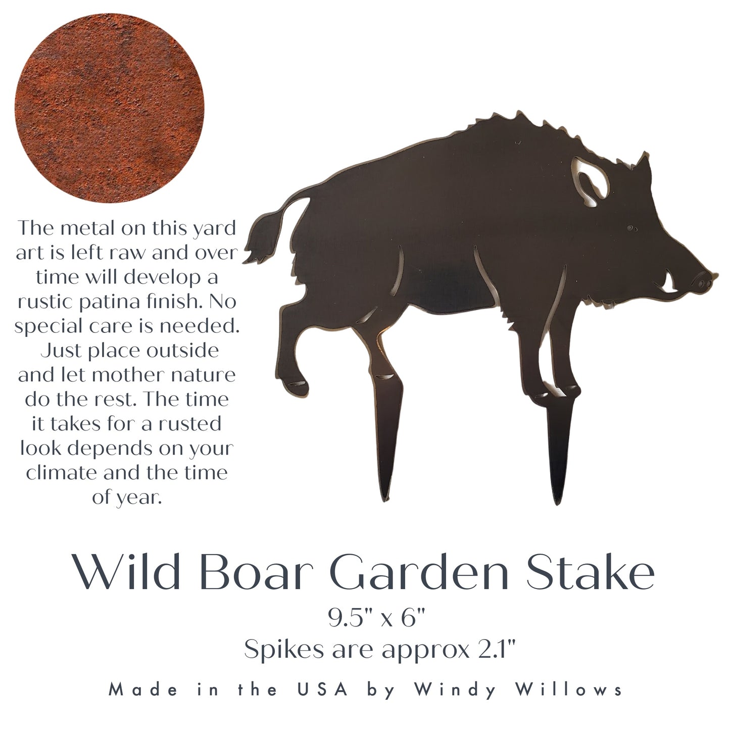 Metal Wild Boar Yard Stake