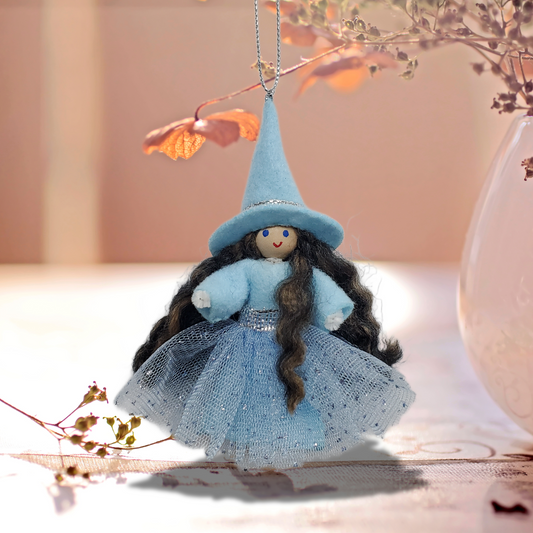 Blue Witch Ornament for Halloween Tree