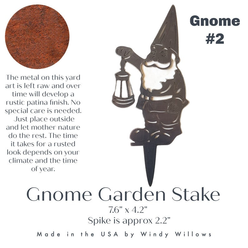 Metal Garden Gnome Yard Stakes