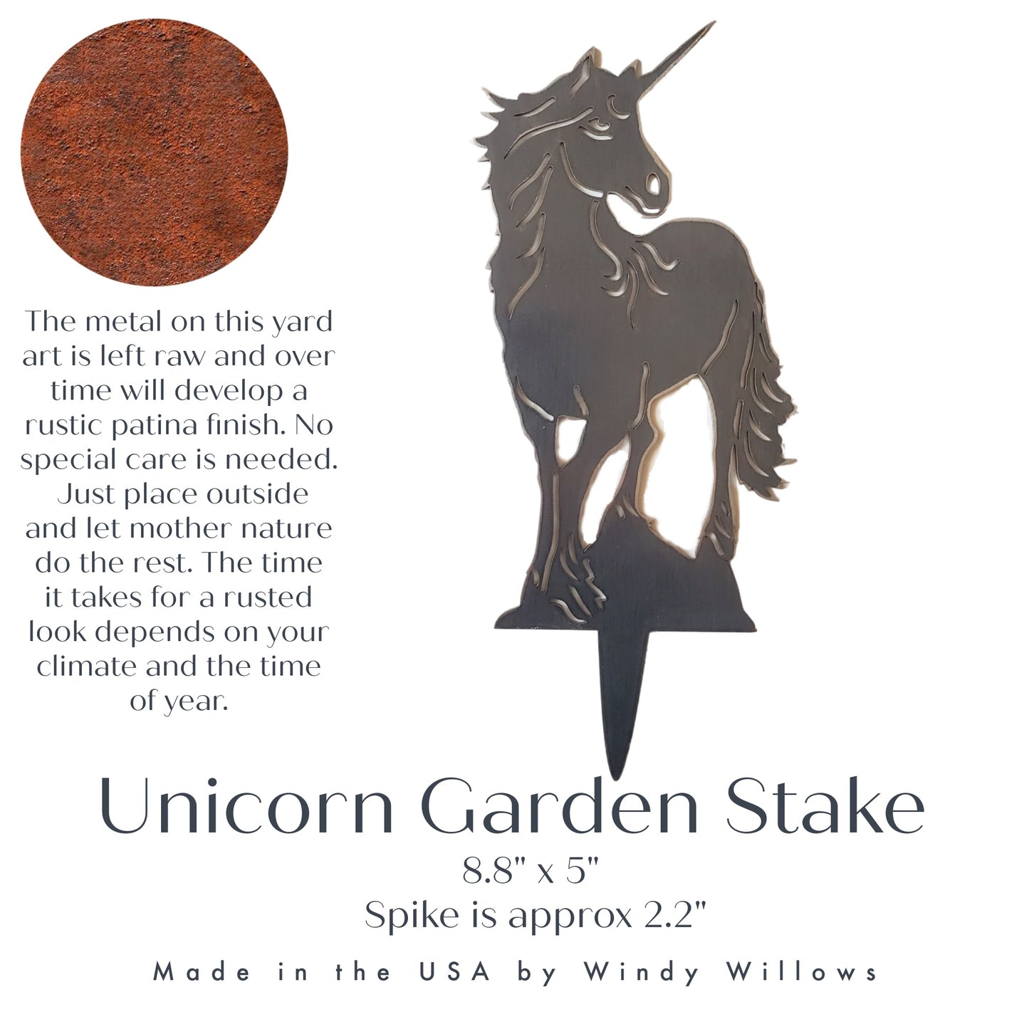 Metal Unicorn Yard Stake