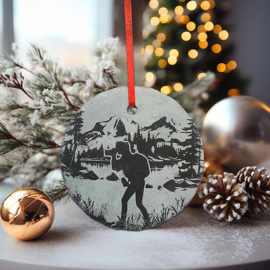 Nature Photographer Ornament | 3" Custom Female Photography Ornament | Personalized Rustic Christmas Slate Ornament Camera Gift tag